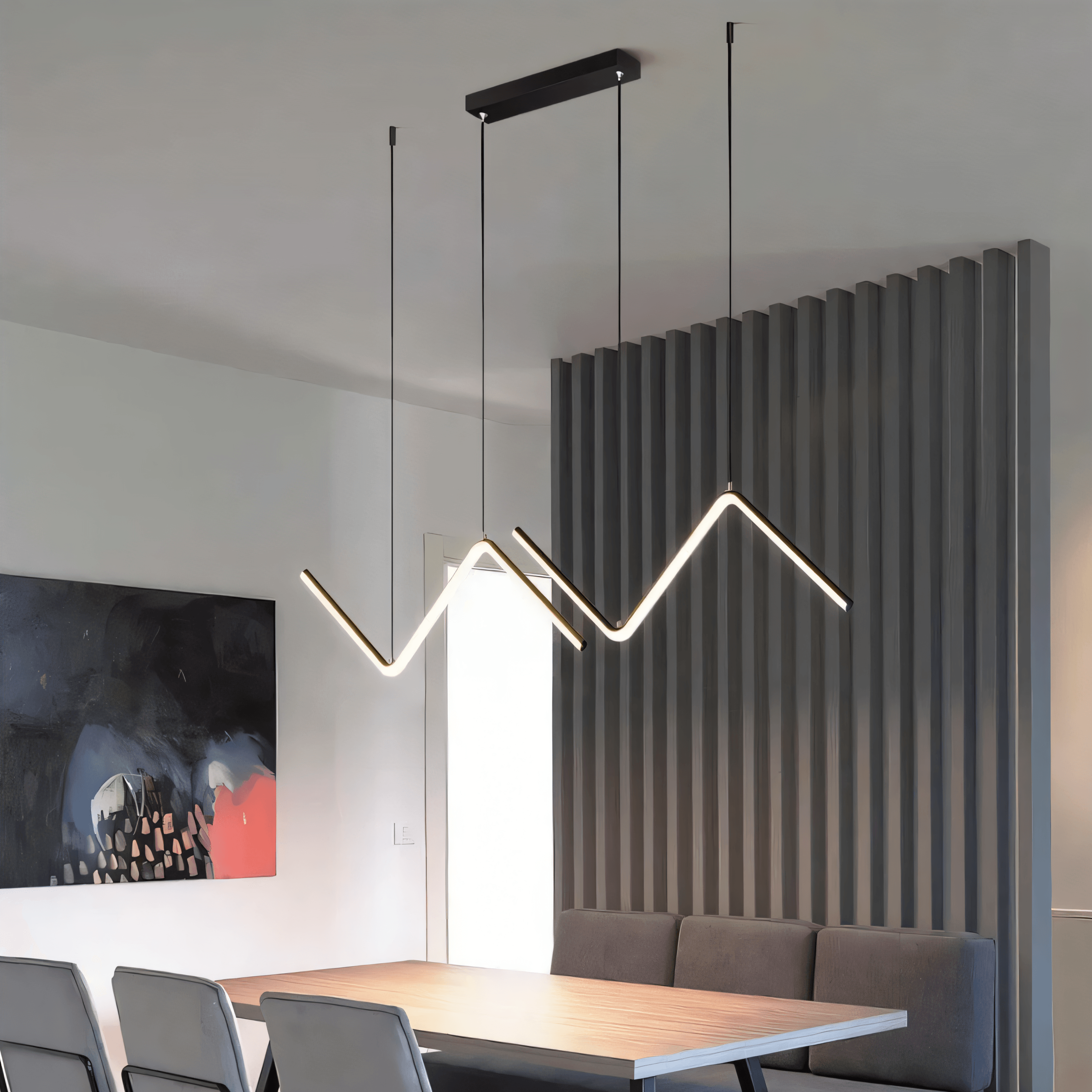 Velora Geometric Triangle Chandelier With Interlocking Triangles And Ambient Modern Lighting