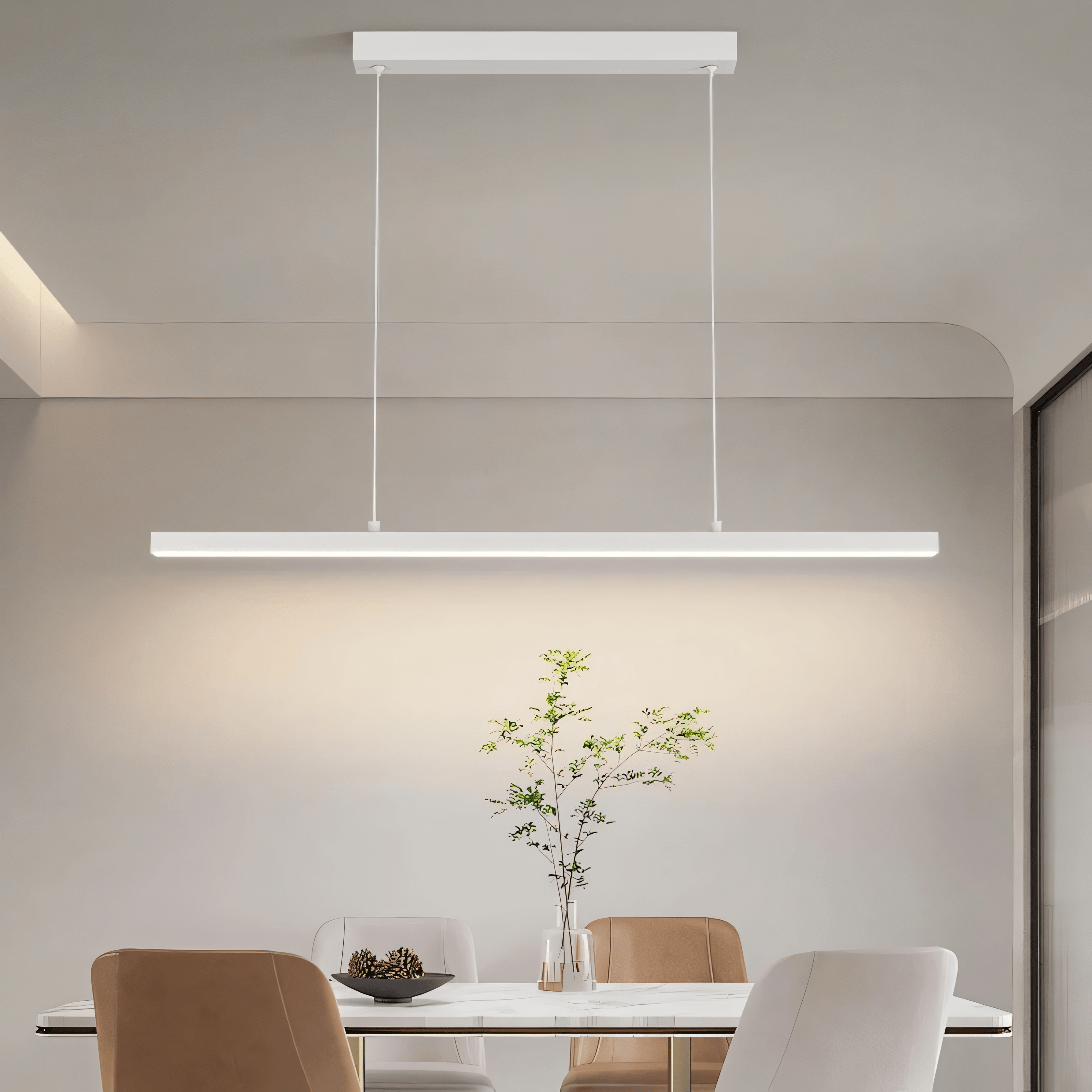 LumaLine Linear Bar Chandelier By Nova Interiors For Modern Spaces With Clean Lines And Soft Radiance