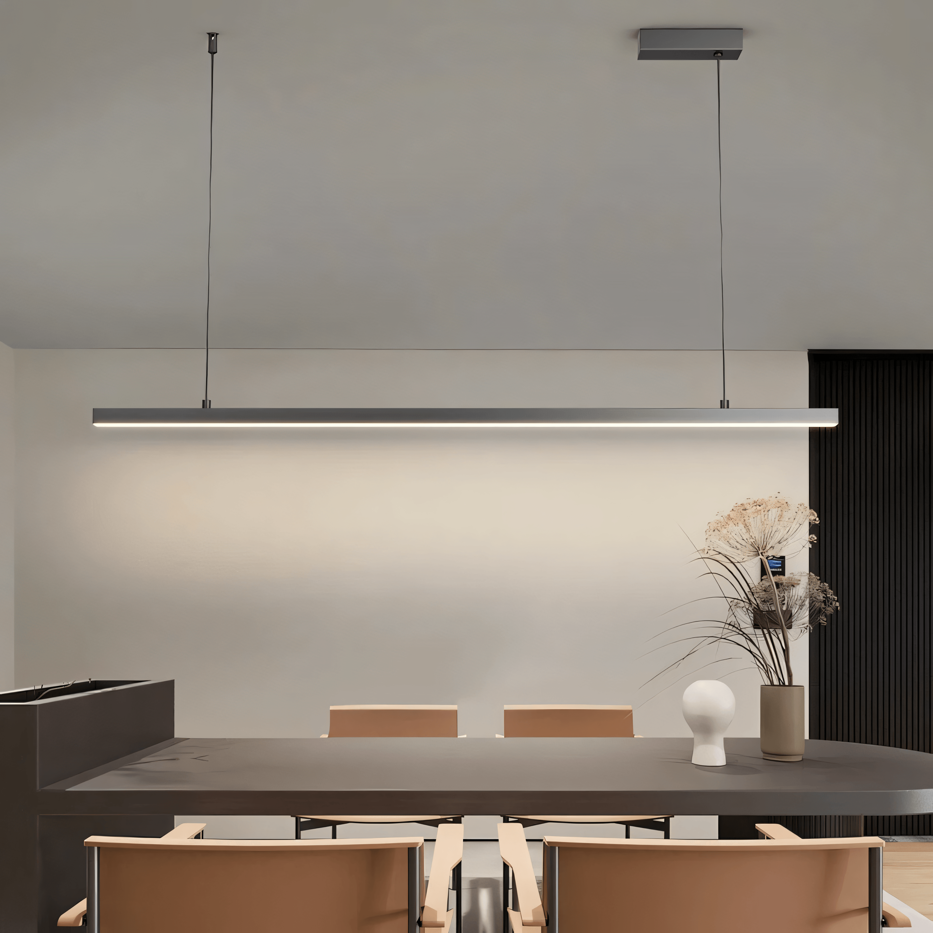 LumaLine Linear Bar Chandelier By Nova Interiors For Modern Spaces With Clean Lines And Soft Radiance