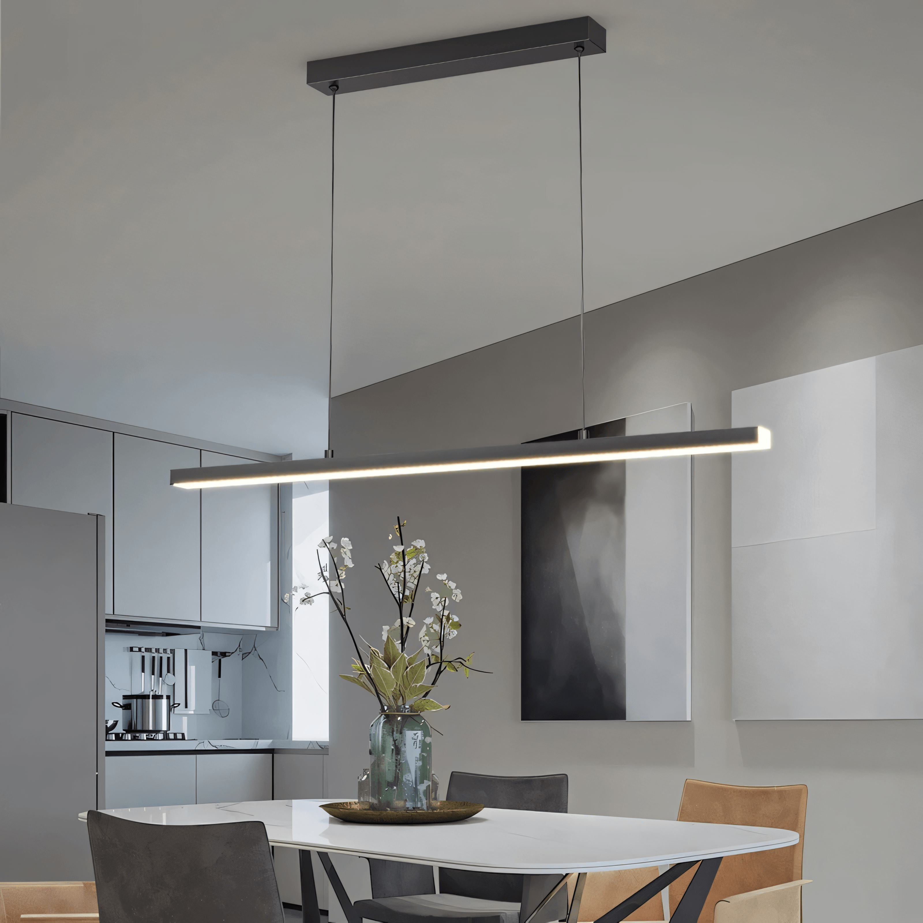LumaLine Linear Bar Chandelier By Nova Interiors For Modern Spaces With Clean Lines And Soft Radiance
